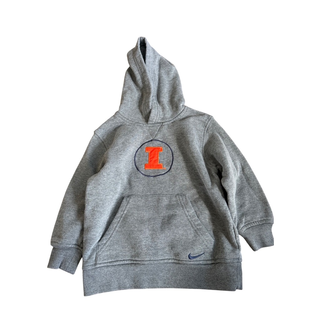 Nike Illinois Fighting Illini Gray‎ Pullover Hoodie Toddler Size 4 NCAA Logo